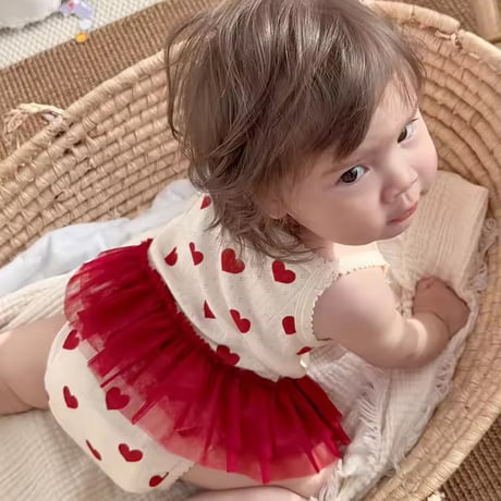 BabyGirl チュール付きキャミロンパース(1358)