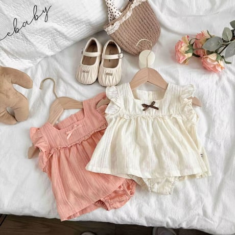 beige/pink ピュアコットンブルマセットアップ(1538)