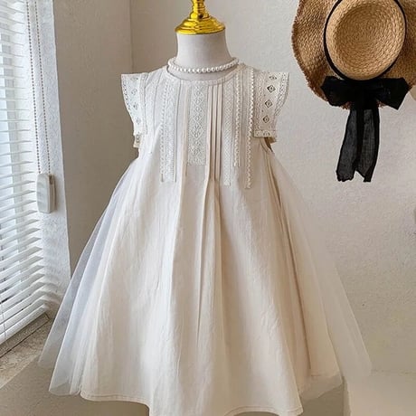 即納あり◆kids 3color A-lineノースリーブフレアドレス(3227)