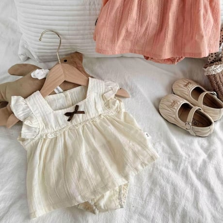 beige/pink ピュアコットンブルマセットアップ(1538)