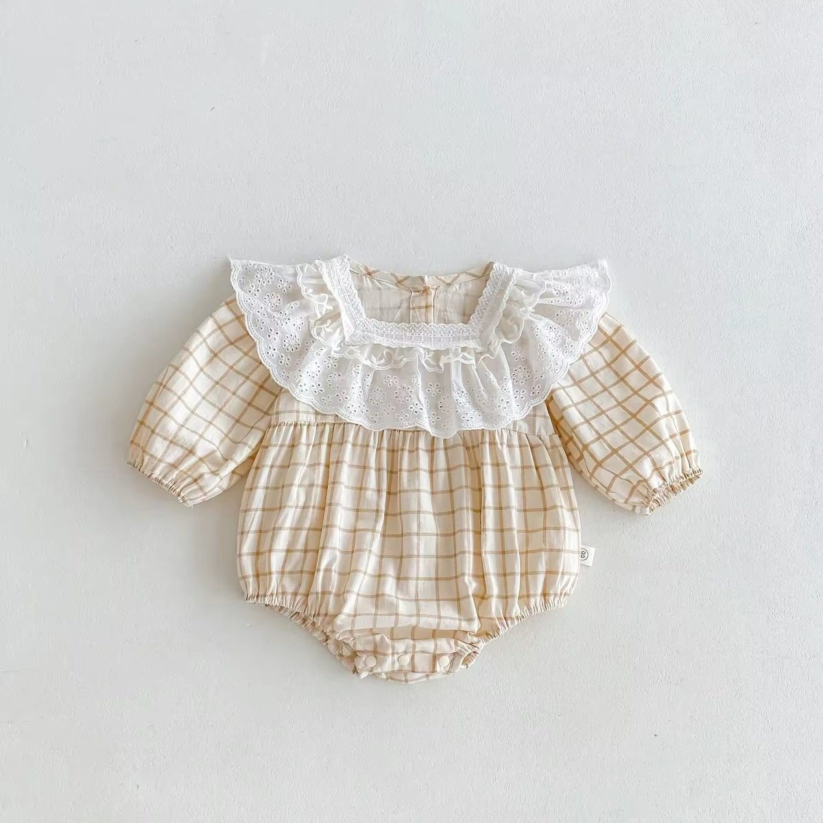 mixフリル花柄×チェックロンパース(711) | こどもふく🧸mocokids