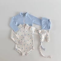 blue gingham check / cream dotラッシュガード(2095)