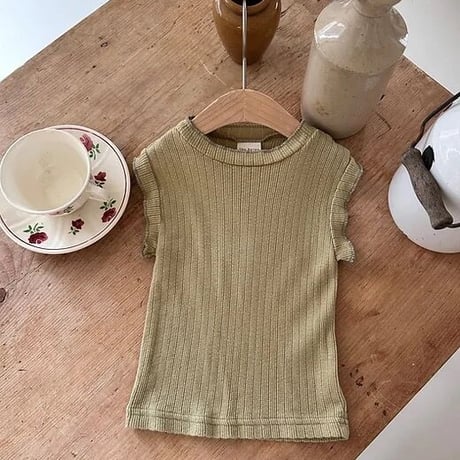 即納【The Beige】ribbed sleeveless T(2762)