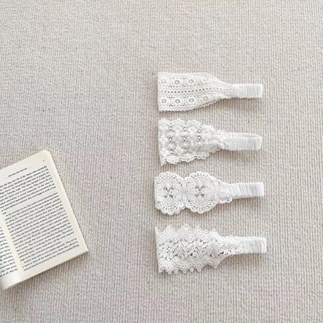 8pattern white × apricotベビーヘッドバンド(190)