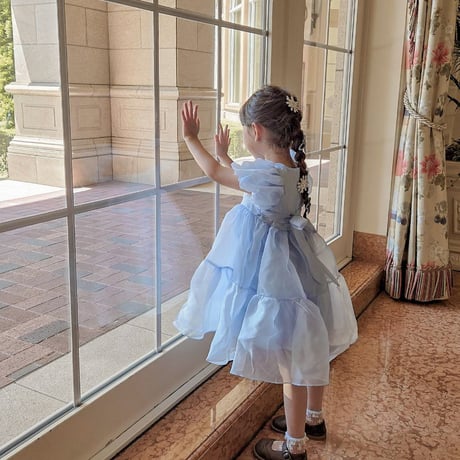 kids ice blue/pinkシフォンチュールドレス(1562)