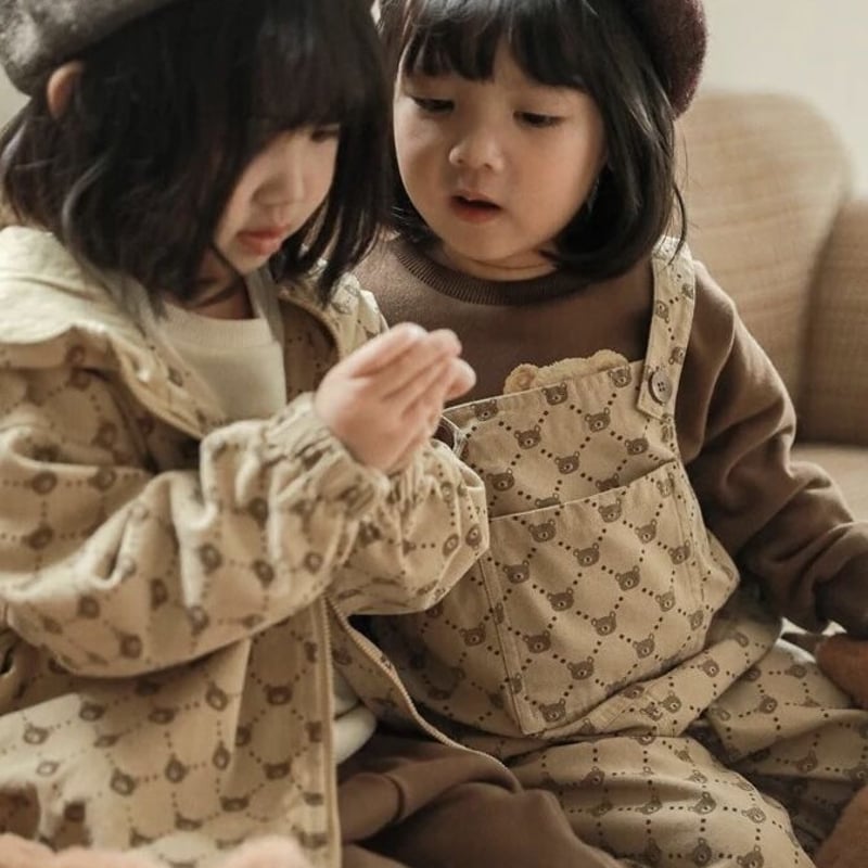 くま柄パターンオーバーオール(2273) | こどもふく moco kids