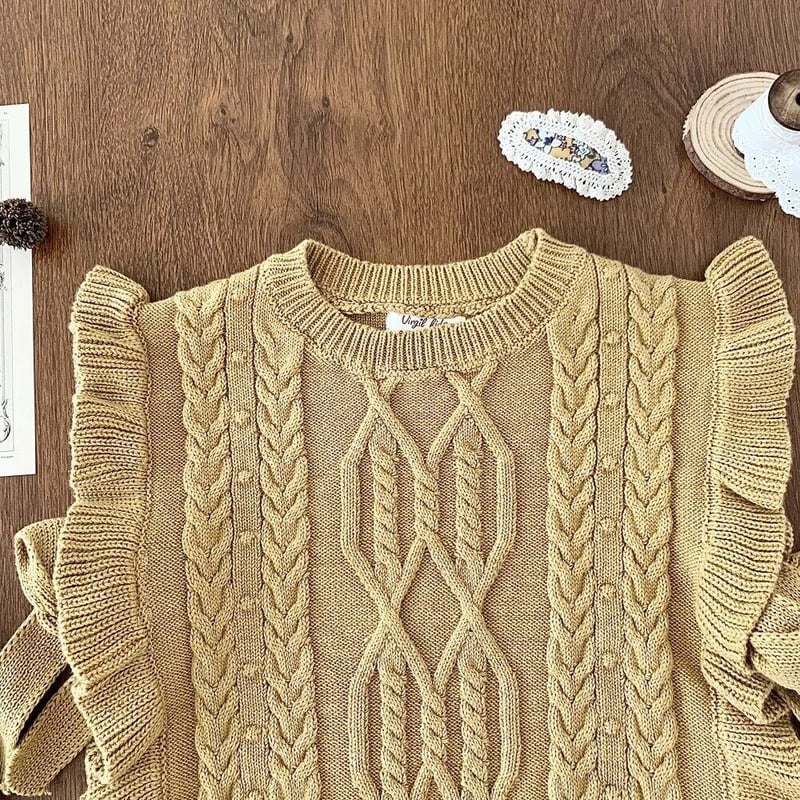 ケーブル編みフリルニットベスト(3288) | こどもふく🧸mocokids