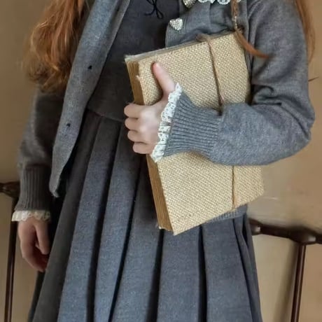kids black/gray sparkly collarハートボタンカーディガン(2030)