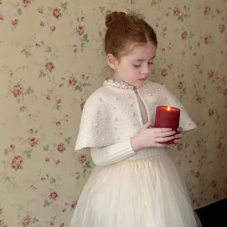 kids ニットパールケープorリブチュールワンピースコーデ(1716)
