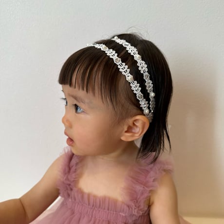 レースチュールリボンヘアバンド(075)