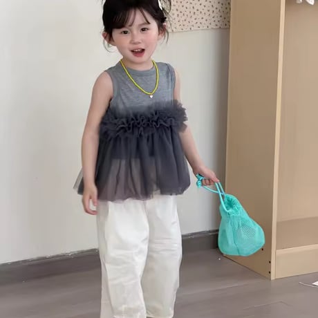 kids チュチュフリルノースリーブトップス(2273)