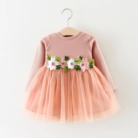 ウエスト刺繍フラワーワンピース(033)