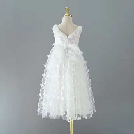 pink/white allバタフライロングドレス(1515)