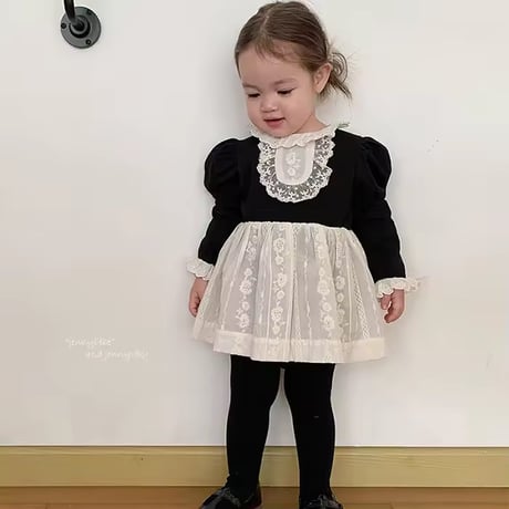 jennybebe blackメイド風スカートロンパース(1162)