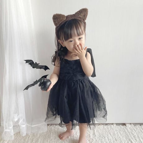 ねこ耳帽子付きblackチュールドレス(3252)