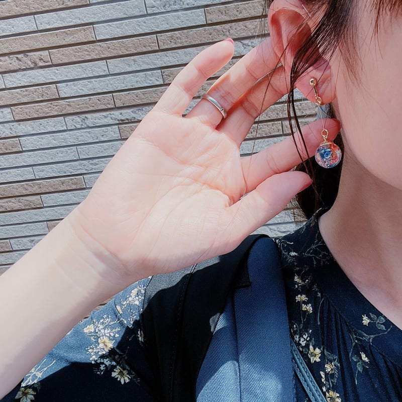 940】ガラスドームのピアス／イヤリング／フープピアス 940】ガラス