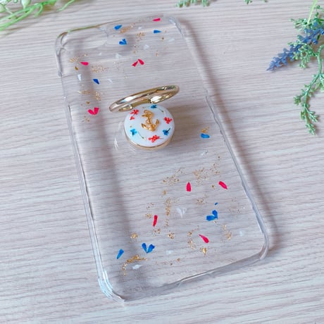 【SC-001】かすみ草 クリア スマホケース