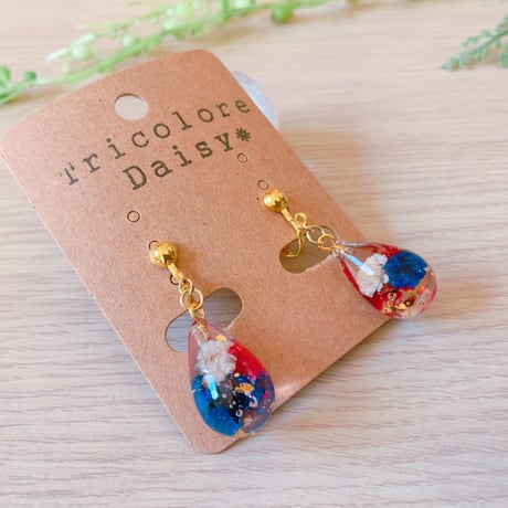 【M-092-E】かすみ草 しずく イヤリング（小）