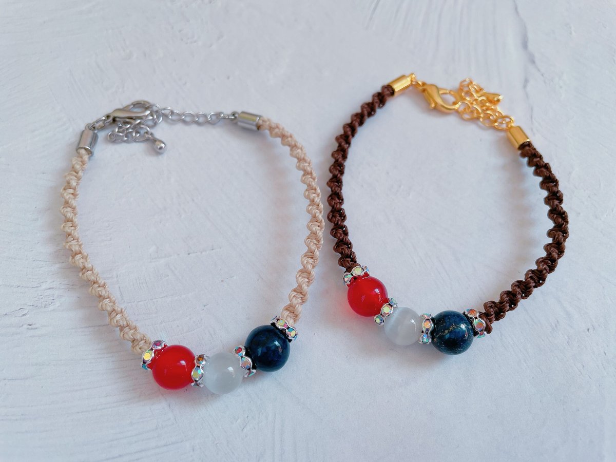 B-032】 天然石 マクラメ ブレスレット | TricoloreDaisy