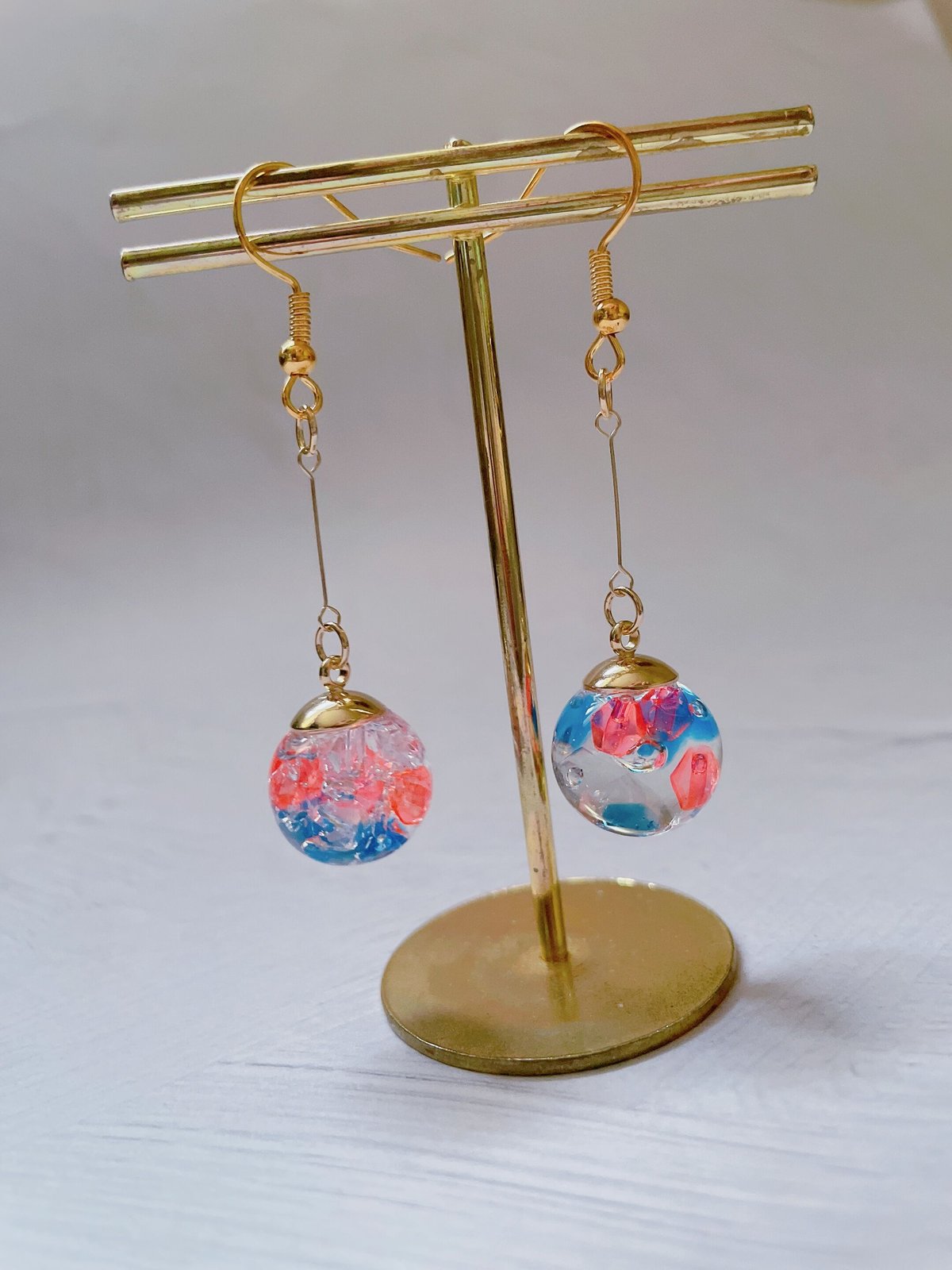 M-139-P】ガラスドーム ビーズ ピアス | TricoloreDaisy