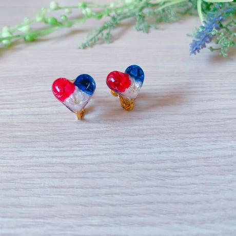 【M-084-P】フラワー ハート ピアス