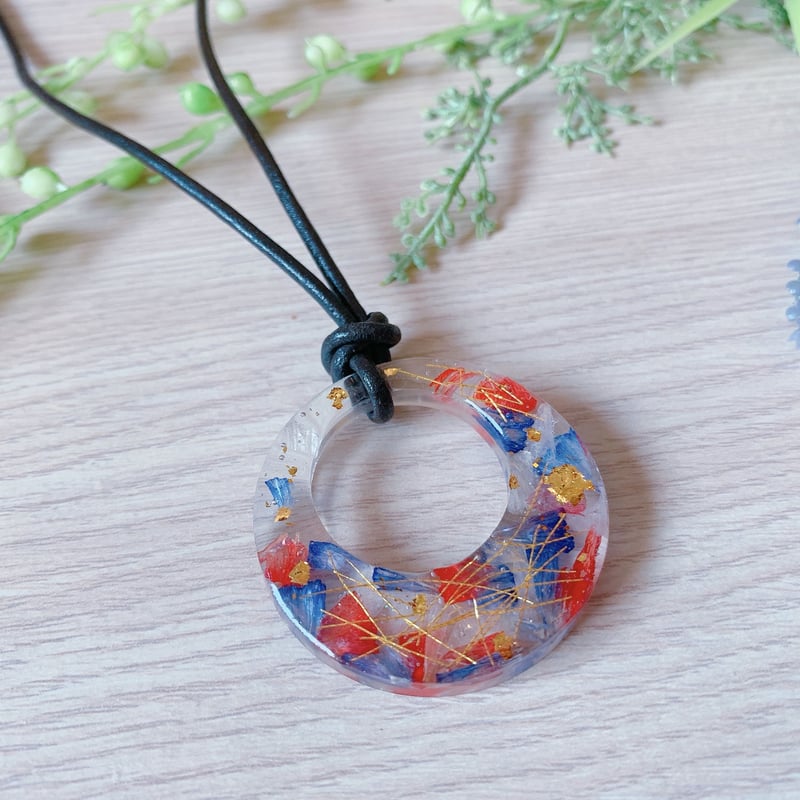 N-033】スターチス 革紐 ネックレス | TricoloreDaisy