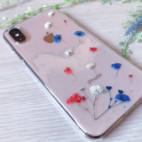 【SC-003】かすみ草 クリア スマホケース