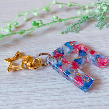 【K-001】スターチス イニシャル  キーホルダー