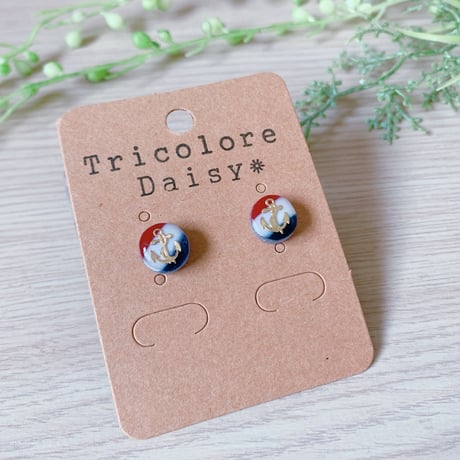 【M-093】トリコロール イカリ マグネット ピアス