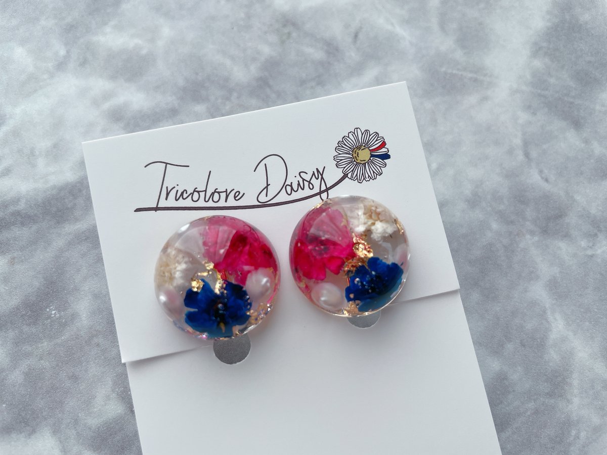 M-080-P】かすみ草 フープ 2way ピアス | TricoloreDaisy