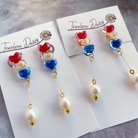 【M-165-P】フラワー ハート パール ピアス