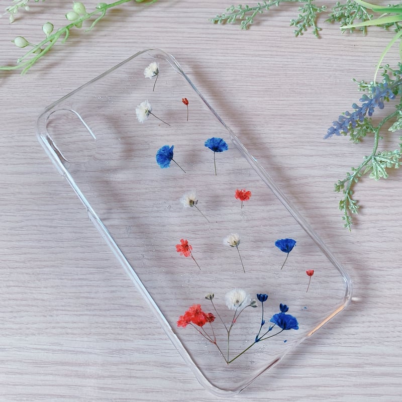 ぎっしりかすみ草のスマホリング　bluegraymix ぎっしりかすみ草のスマホリング bluegraymix