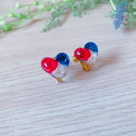 【M-084-P】フラワー ハート ピアス
