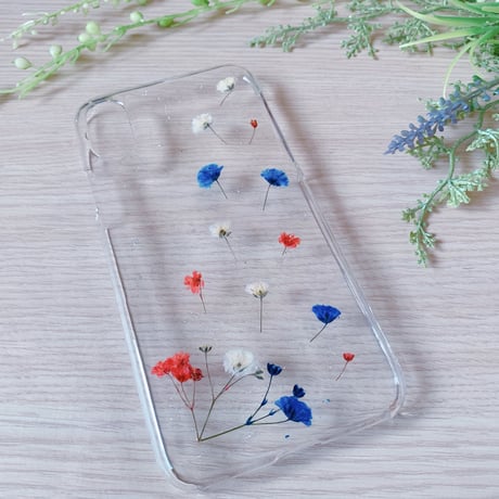 【SC-003】かすみ草 クリア スマホケース