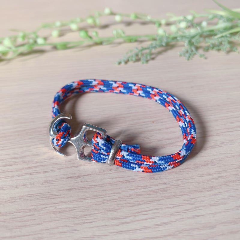 パラコードブレスレット パラコードブレスレット ホワイト・ブラック D金具タイプ【ゆう