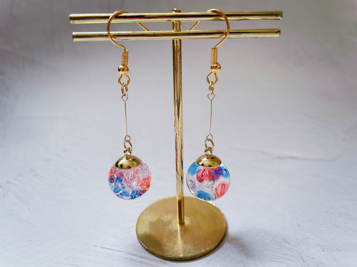 【1196】ガラスドームのピアスイヤリング 1196】ガラスドームのピアスイヤリング