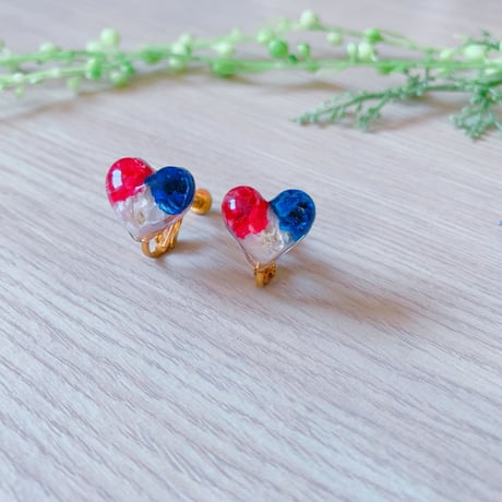 【M-084-P】フラワー ハート ピアス
