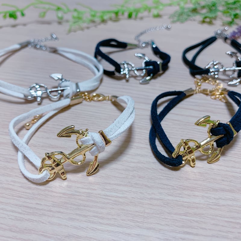 B-007】【B-008】イカリ 革紐 ブレスレット | TricoloreDaisy