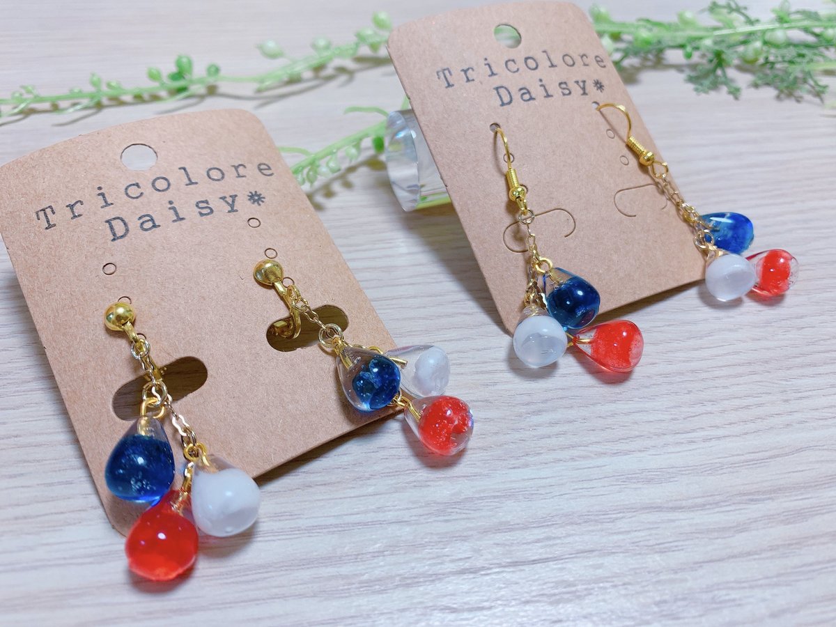 M-015-P】琉球ガラス 風 ピアス | TricoloreDaisy