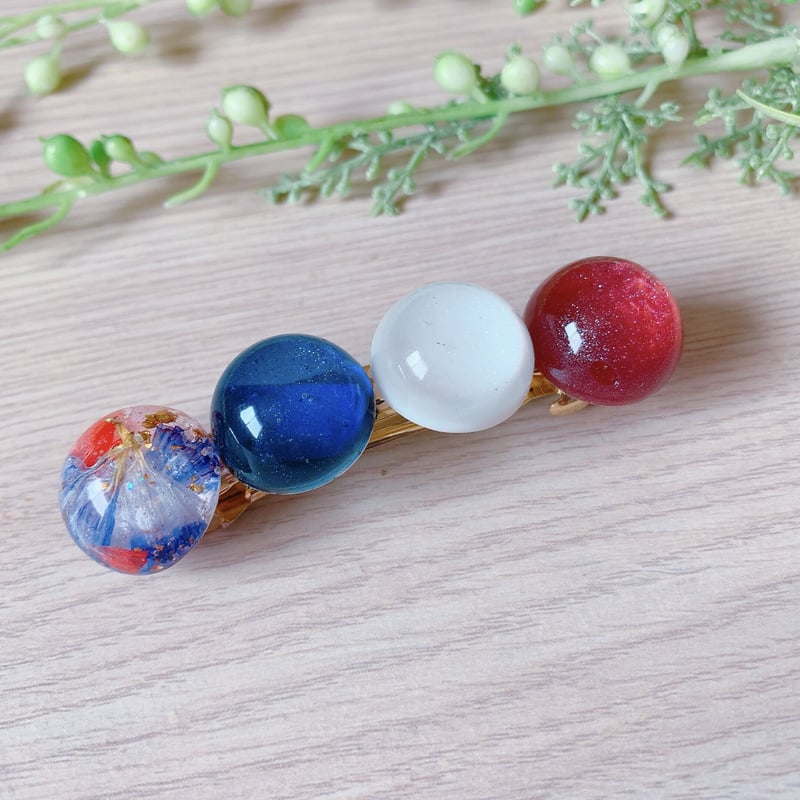 再販×3 色いろお花のバレッタ （HB-003】フラワー バレッタ （丸 