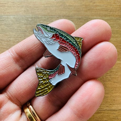 Rainbow trout　original design pins 跳ねる　ニジマス　ピンバッジ　ピンズ