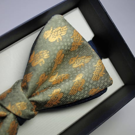 蝶ネクタイ　Noh fabric　金襴　鳳凰模様　上京蝶帯 #358