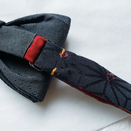 蝶ネクタイ　KIMONO fabric　麻の葉文様 　上京蝶帯