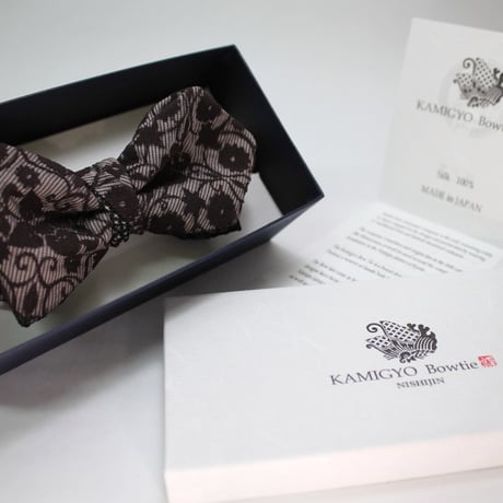 蝶ネクタイ　KIMONO fabric　唐草文様　上京蝶帯 #421