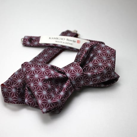蝶ネクタイ　KIMONO fabric　麻の葉文様 　上京蝶帯