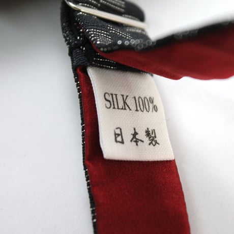 蝶ネクタイ　KIMONO fabric　黒地　市松文様　上京蝶帯 #625