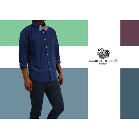 蝶ネクタイ　Import fabric　フランス製ビンテージファブリック 　上京蝶帯 #516