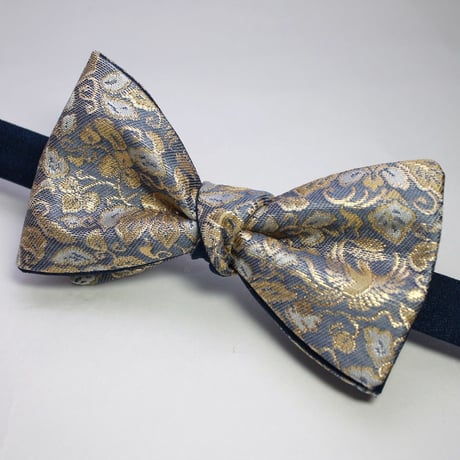 蝶ネクタイ　Noh fabric　金襴　唐草文様に鳳凰　上京蝶帯 #401