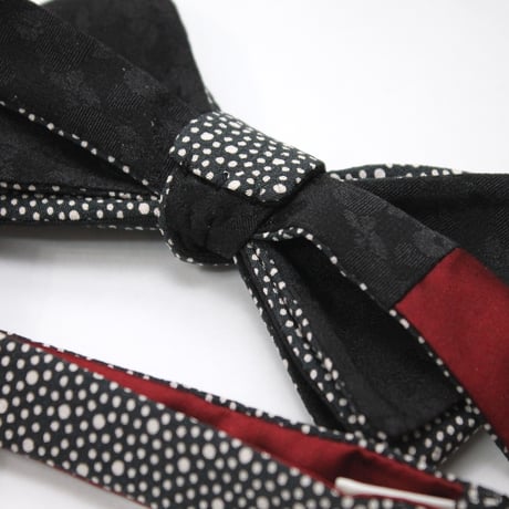 蝶ネクタイ　KIMONO fabric　型友禅　水玉模様　上京蝶帯 #596