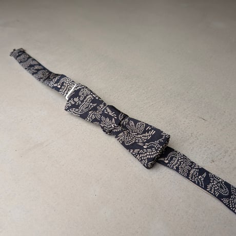 蝶ネクタイ　Noh fabric　型友禅　飛鶴文様